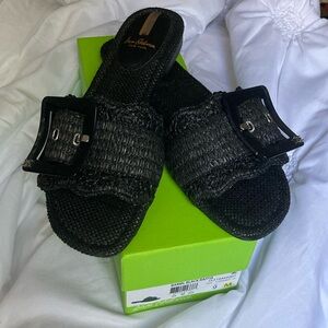 Sam Edelman Raffia Sandal Blk NIB 9